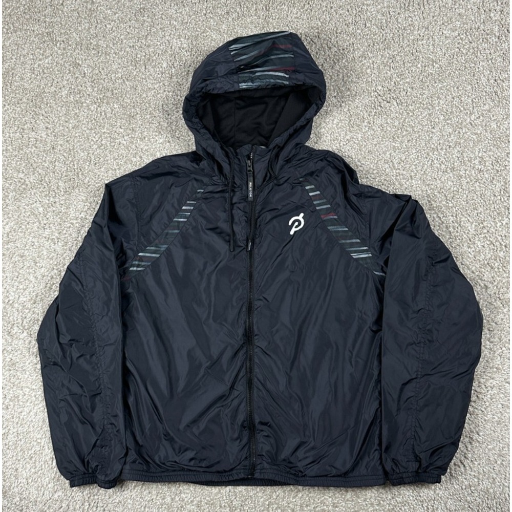 Peloton Windbreaker Jacket Mens Small Gray Full Zip Hooded Workout‎ Gym Casual